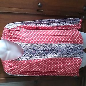 Lucky Brand Red and Blue Long Sleeve Top M